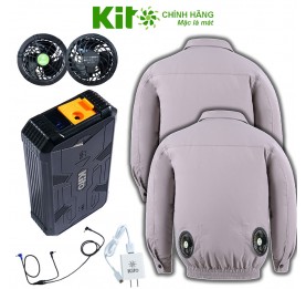 [2 Áo KITO + 1 Bộ Quạt 22V] Chính Hãng Pin 28.000mAh Chạy 10 - 20 Giờ, Áo Không Mũ 4 Màu BH 12 Tháng